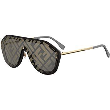 Fendi Men FF M0039/G/S 2M2 7Y Black Gold Plastic Shield .